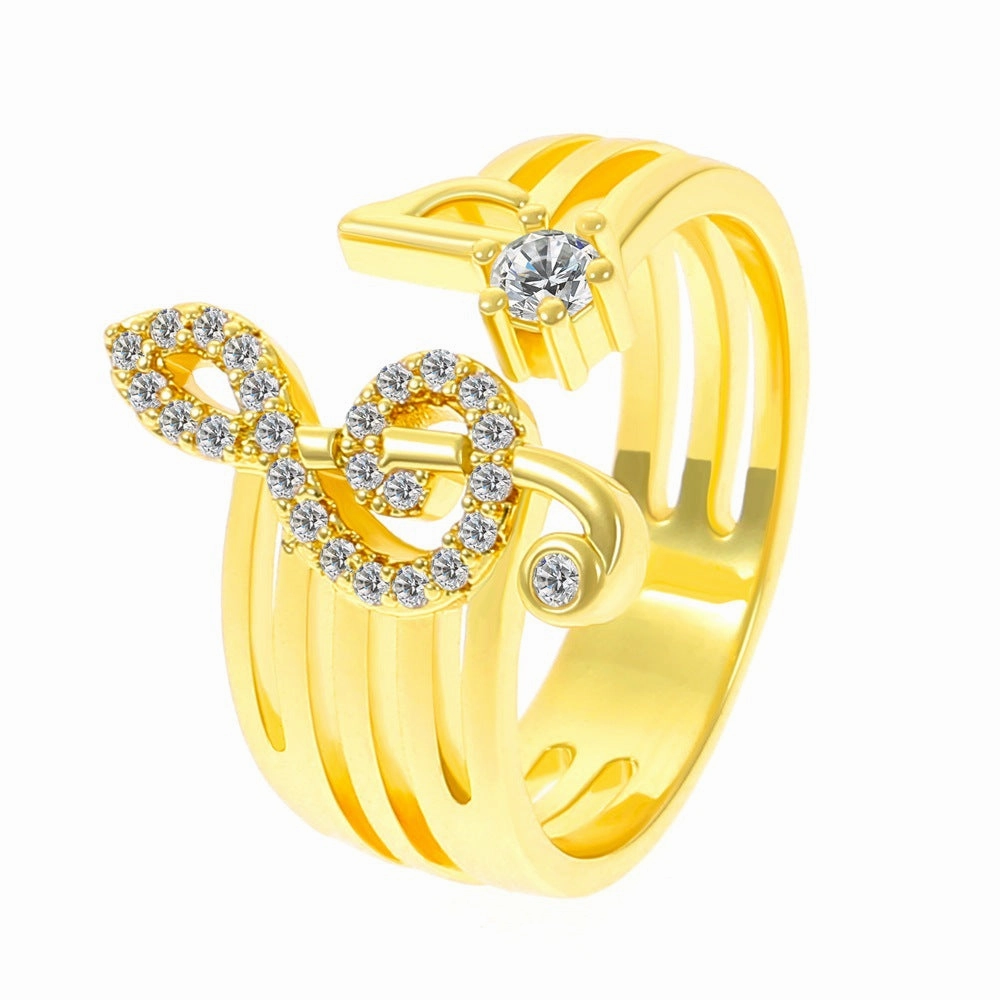 Wholesale Zircon Inlaid Musical Symbols Alloy Rings