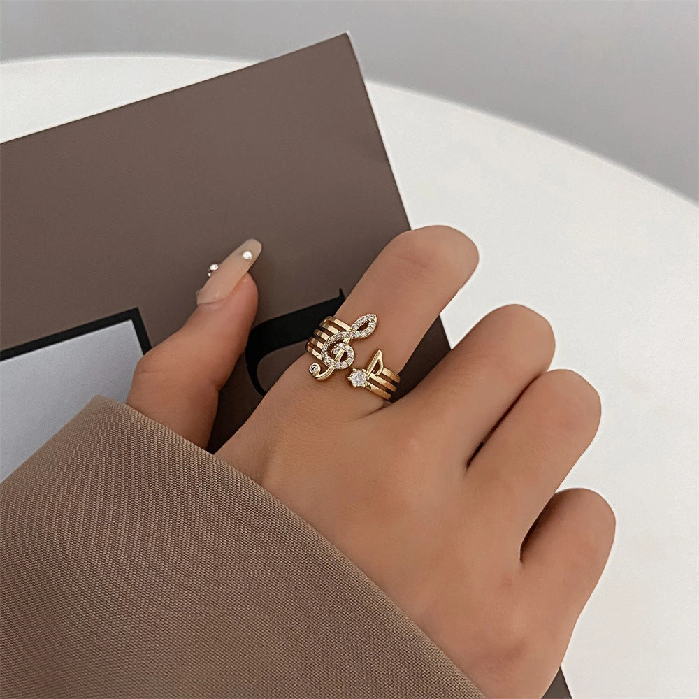 Wholesale Zircon Inlaid Musical Symbols Alloy Rings