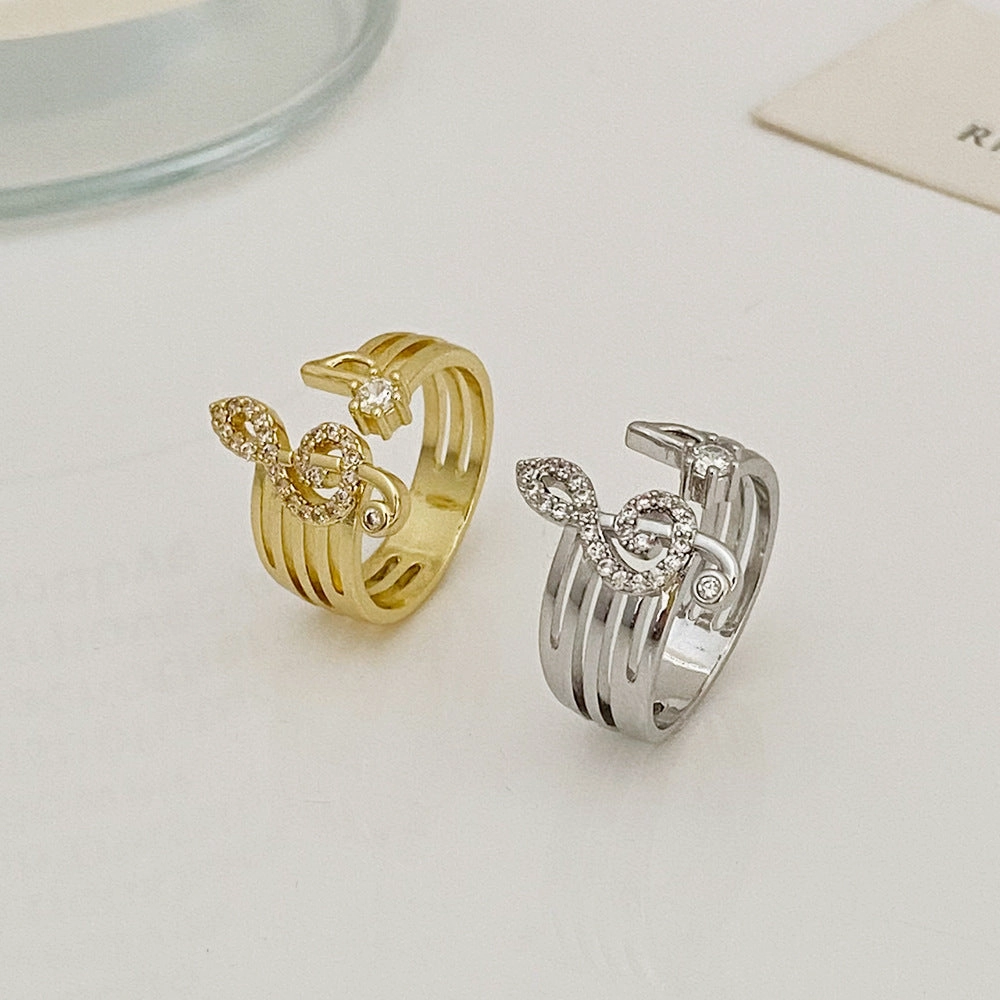 Wholesale Zircon Inlaid Musical Symbols Alloy Rings