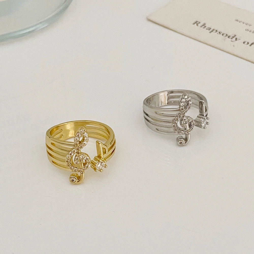 Wholesale Zircon Inlaid Musical Symbols Alloy Rings