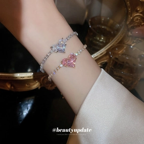 Wholesale Zircon Love Heart Adjustable Bracelet