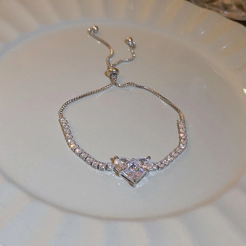 Wholesale Zircon Love Heart Adjustable Bracelet