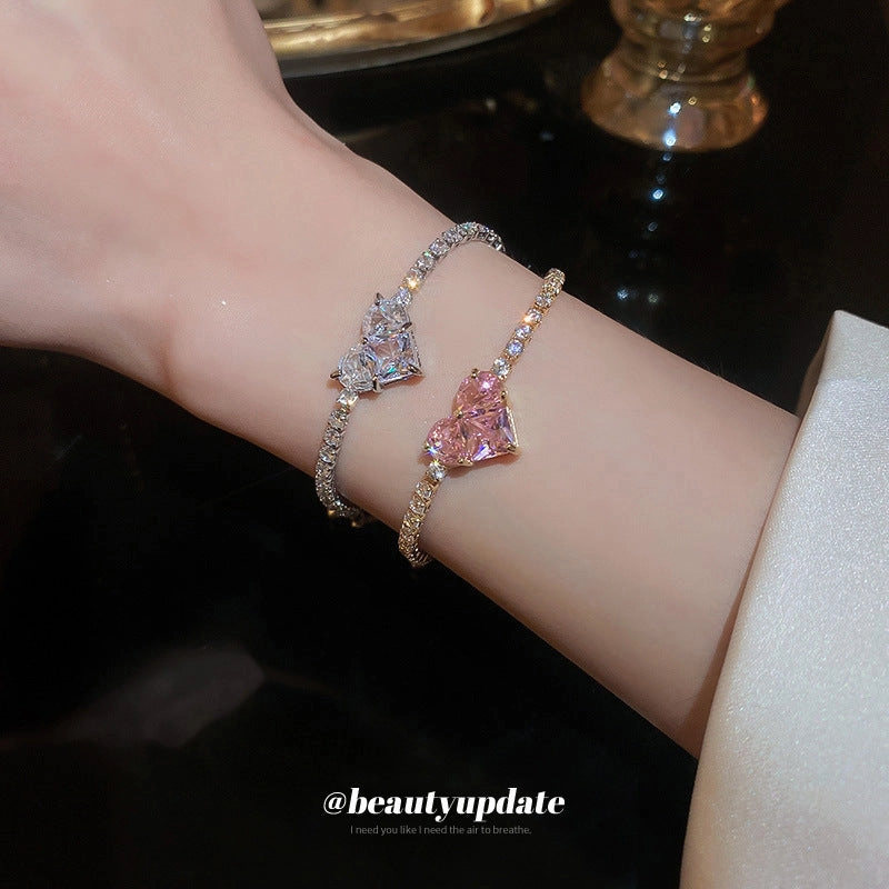 Wholesale Zircon Love Heart Adjustable Bracelet