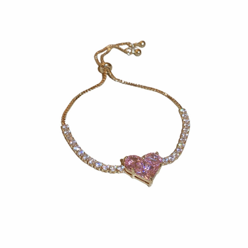 Wholesale Zircon Love Heart Adjustable Bracelet