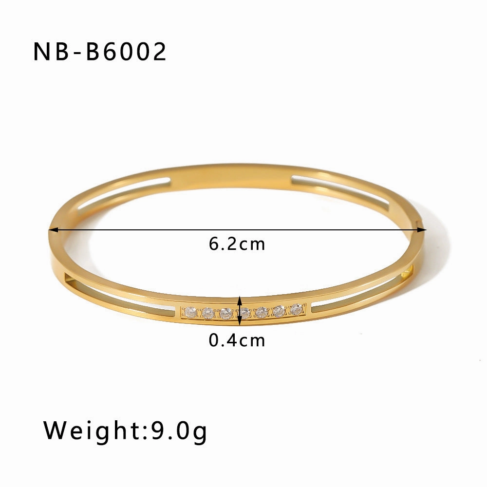 Wholesale Zircon Roman Numeral Diamond Five-pointed Star Stainless Steel Gold Plated Bracelet