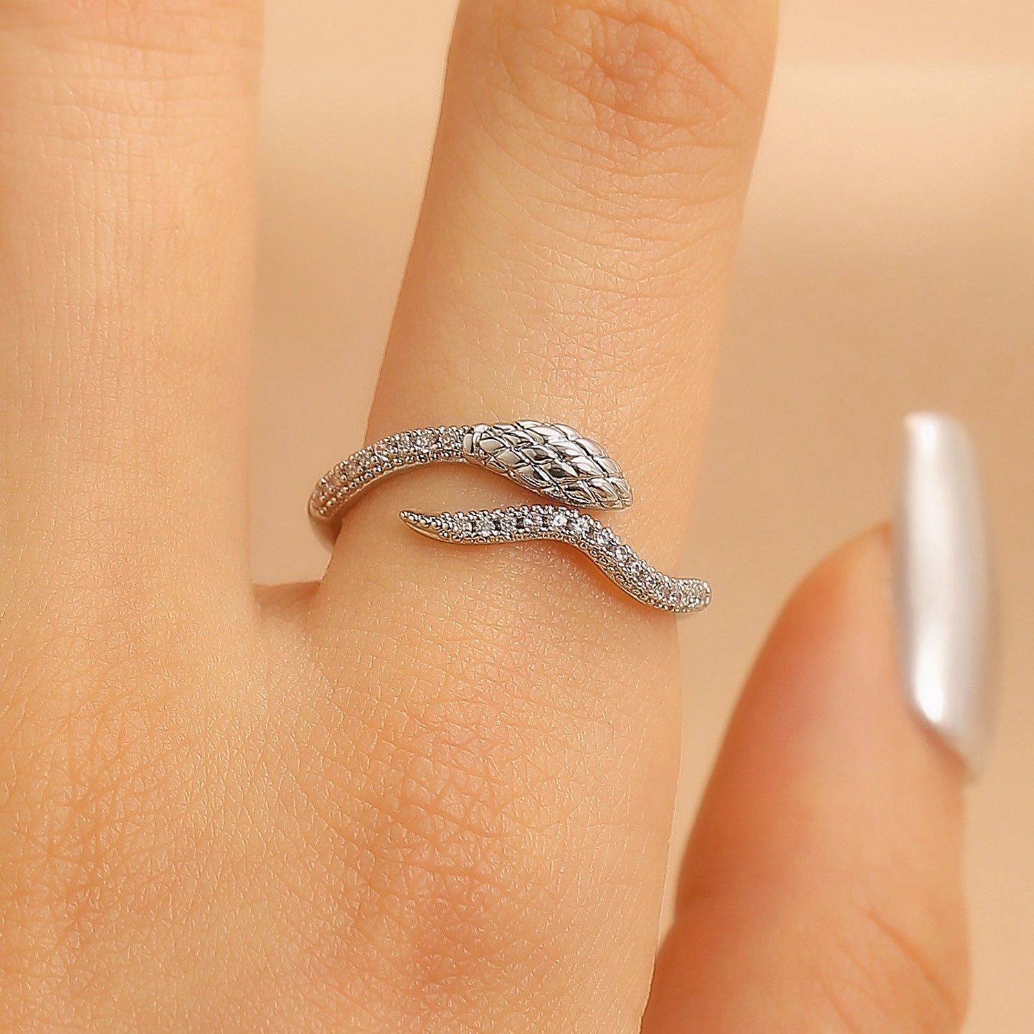 Wholesale zircon snake-shaped opening ring snake finger ring