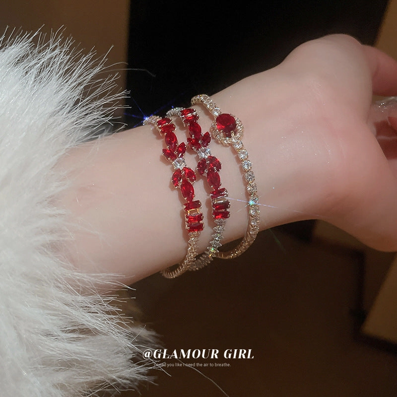 Wholesale Zircon Square Leaf Buckle Metal Bracelets