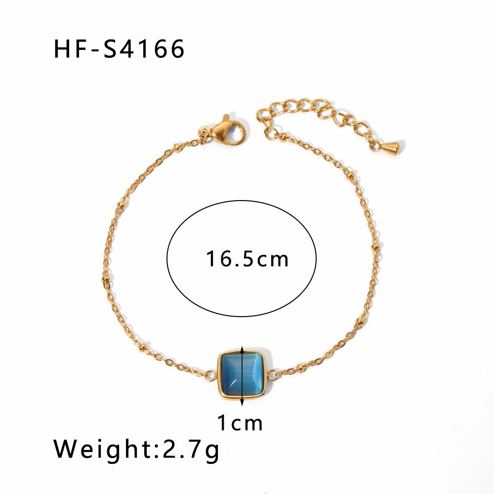 Wholesale Zircon Turquoise Square Pendant Non-fading Bracelet
