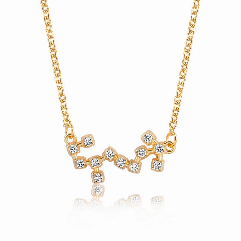 Wholesale Zircon Twelve Constellations Guardian Necklace Collarbone Chain