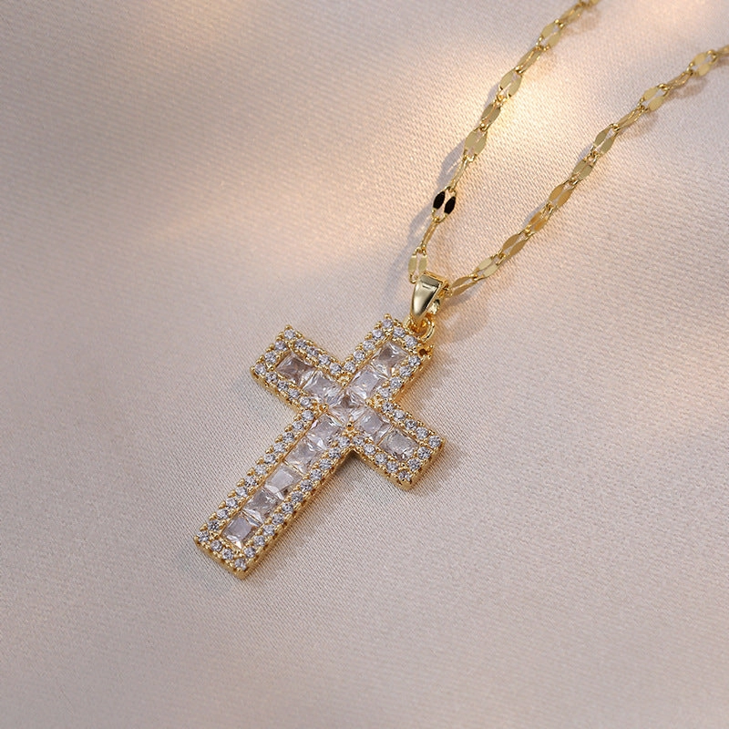 Wholesale Zirconia Cross Design Pendant Necklace