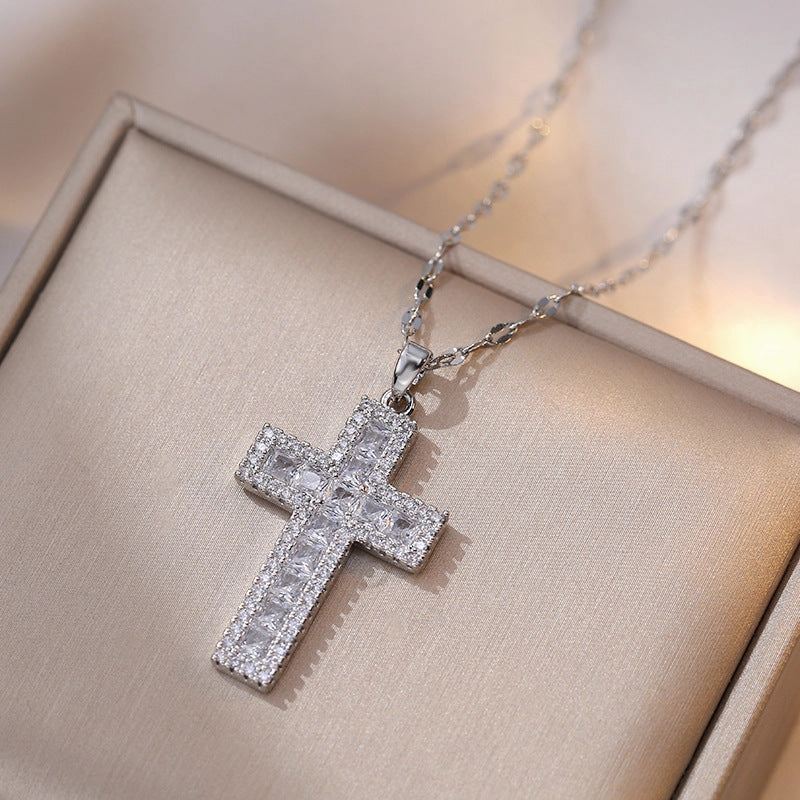Wholesale Zirconia Cross Design Pendant Necklace