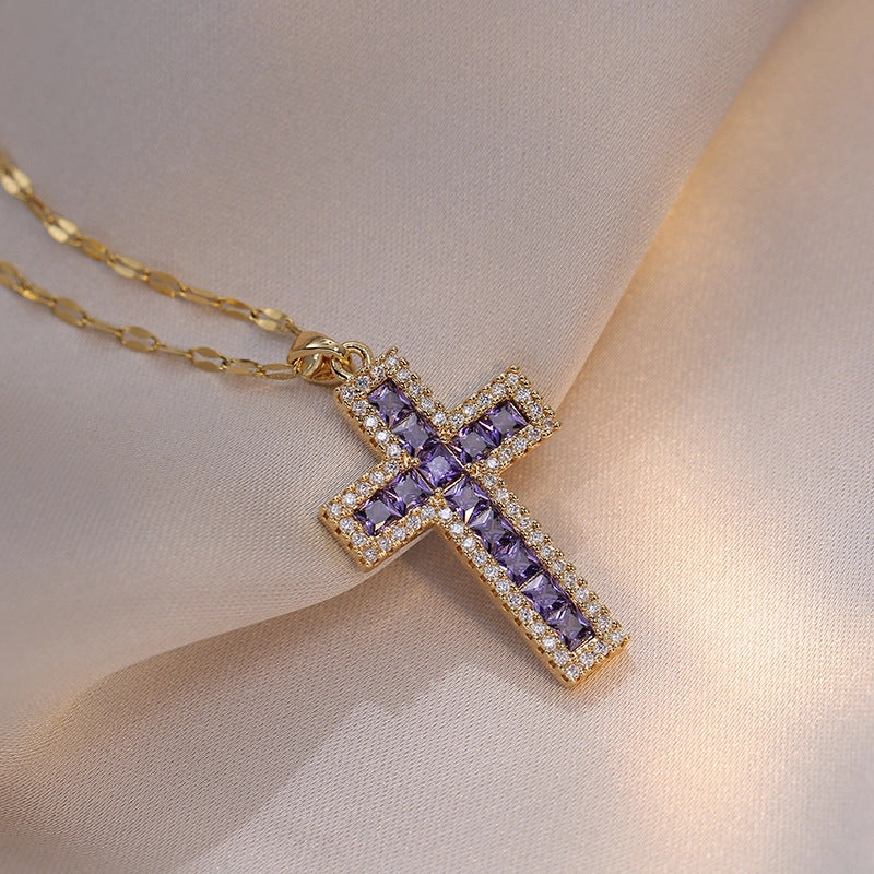 Wholesale Zirconia Cross Design Pendant Necklace