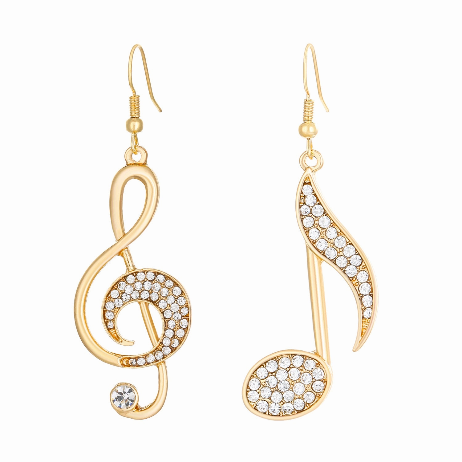 Wholesale Zirconia Musical Note Stud Earrings Asymmetrical