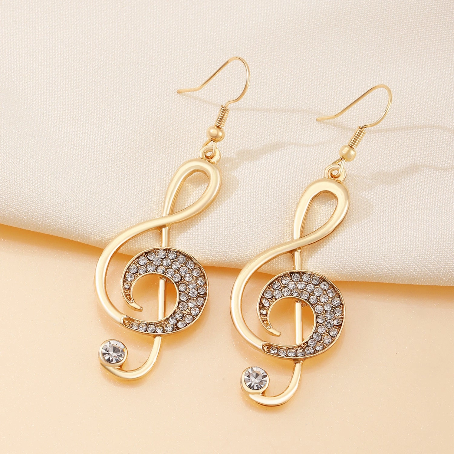 Wholesale Zirconia Musical Note Stud Earrings Asymmetrical