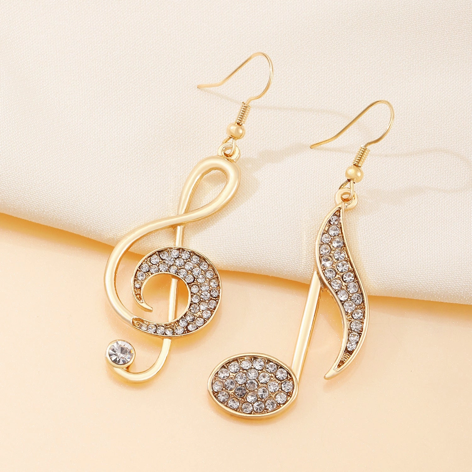 Wholesale Zirconia Musical Note Stud Earrings Asymmetrical