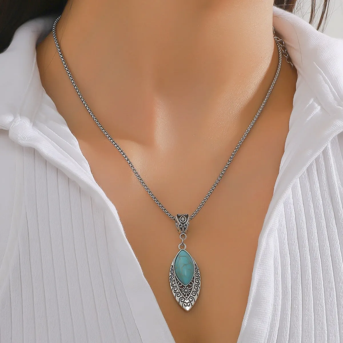 WholesaleNew Vintage Blue Rhinestone Inlaid Turquoise Bohemian Set