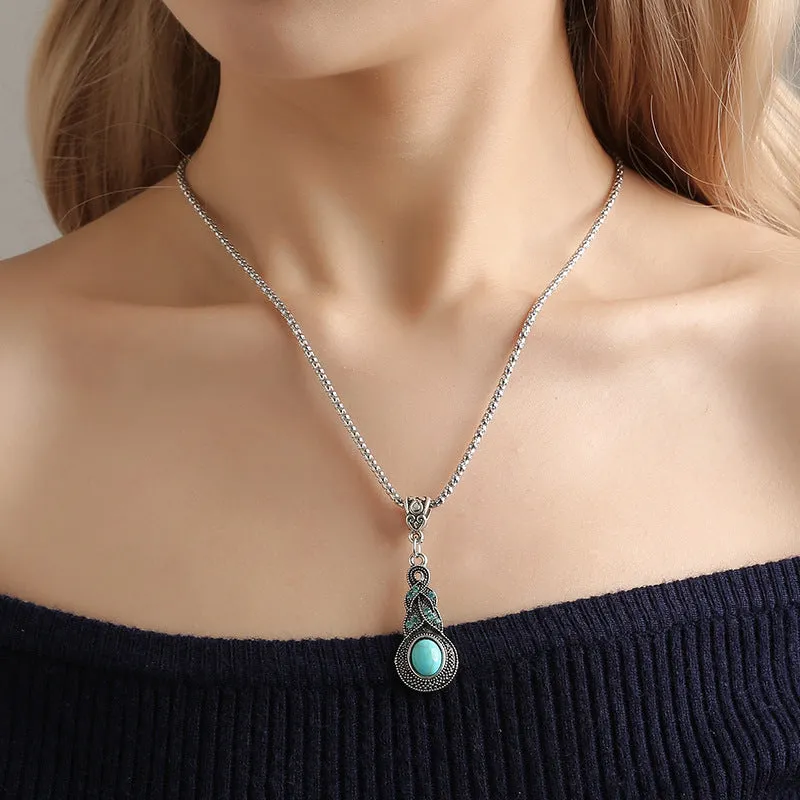 WholesaleNew Vintage Blue Rhinestone Inlaid Turquoise Bohemian Set