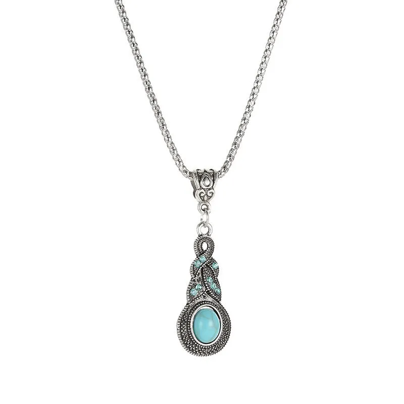 WholesaleNew Vintage Blue Rhinestone Inlaid Turquoise Bohemian Set