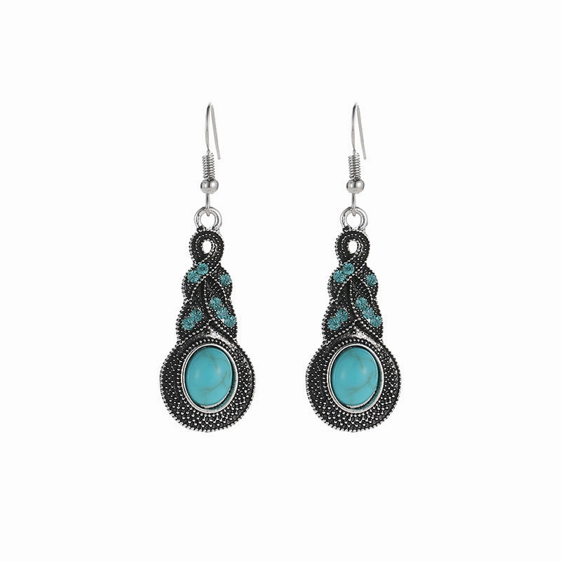 WholesaleNew Vintage Blue Rhinestone Inlaid Turquoise Bohemian Set