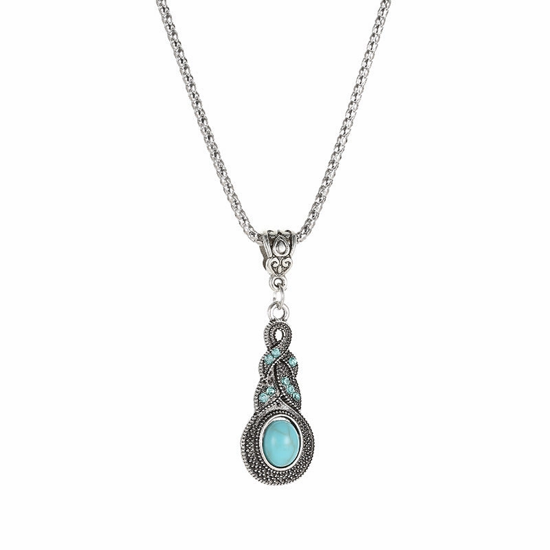 WholesaleNew Vintage Blue Rhinestone Inlaid Turquoise Bohemian Set