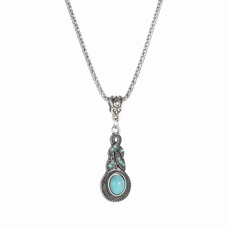 WholesaleNew Vintage Blue Rhinestone Inlaid Turquoise Bohemian Set